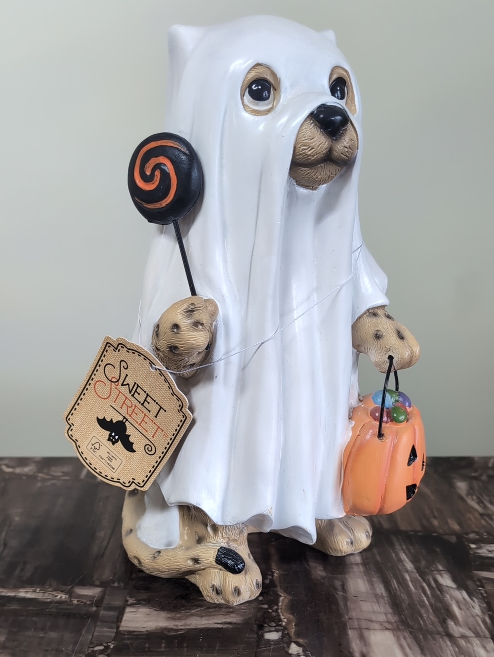 Sweet Street Ghost Dog w/ Lollipop + Jack O'lantern Halloween Figurine Decor๐ถ๐ - Picture 2 of 7